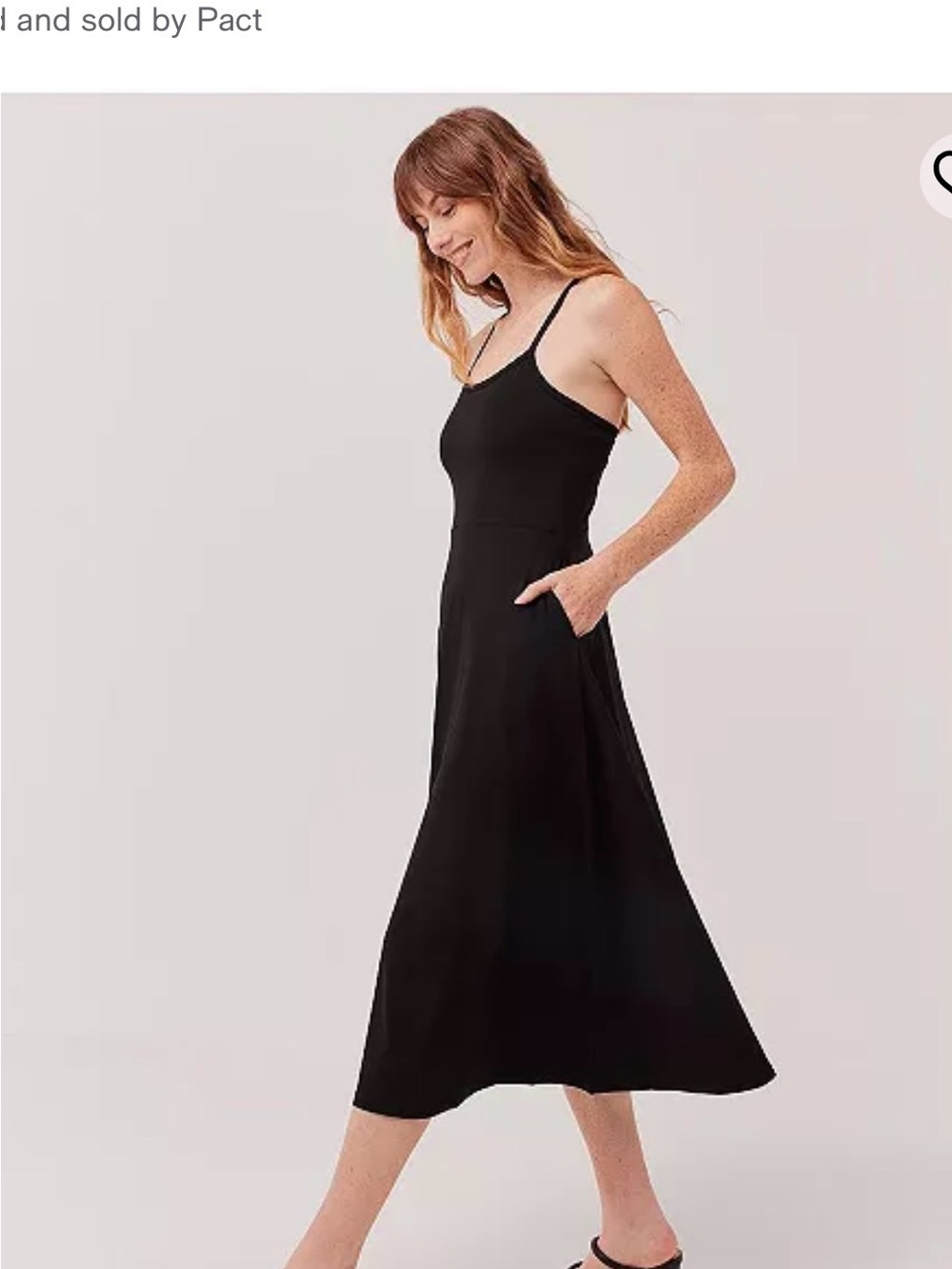 Pact Black Organic Cotton Fit & Flare Midi Dress - Picture 2 of 7